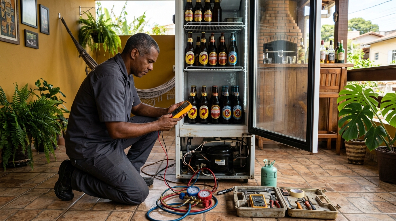 Conserto de placa eletrônica de cervejeira no Hauer, Curitiba‑PR